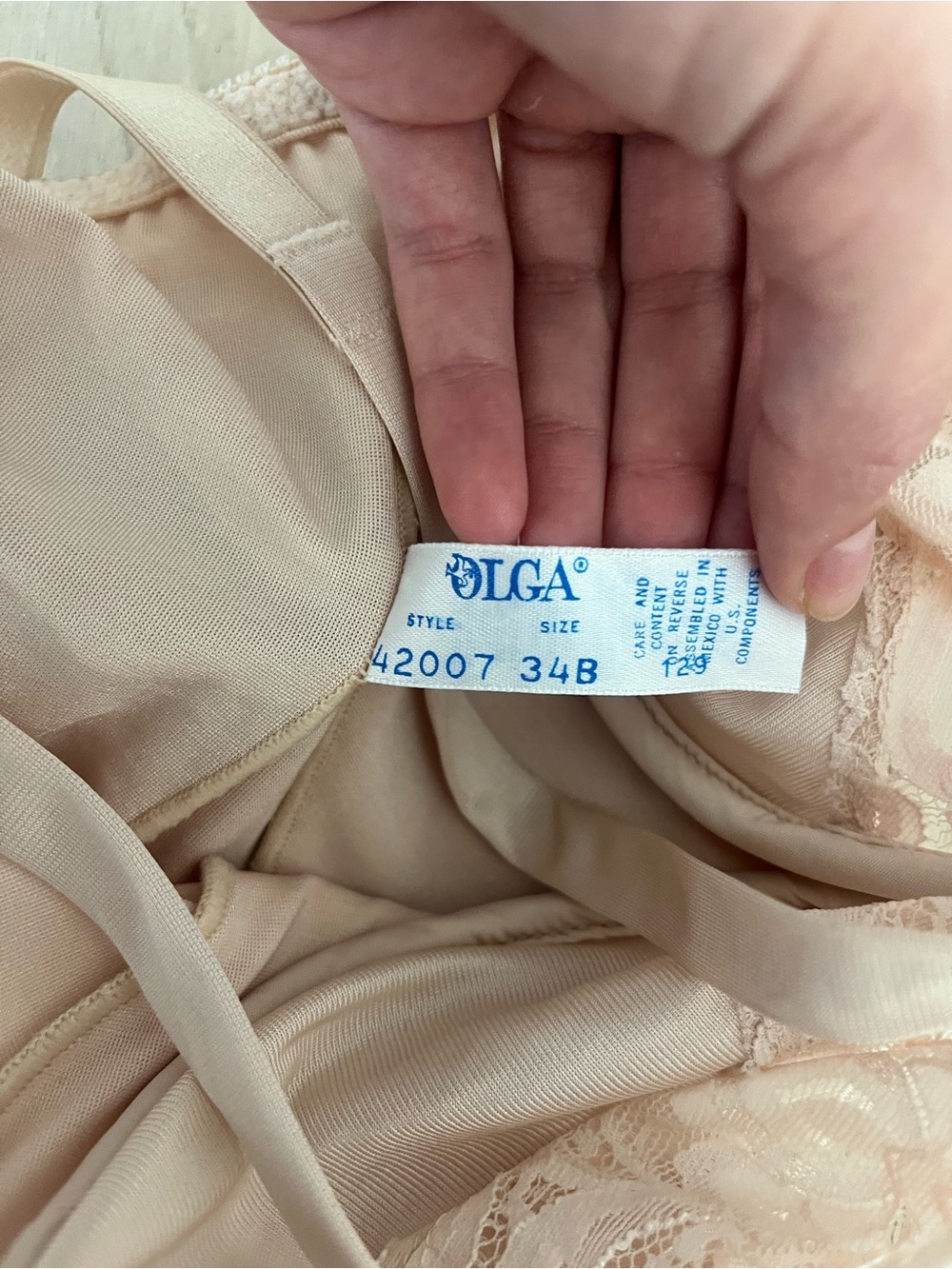 Olga Beige Lace-Trim Satin Bodysuit - Picture 3 of 4